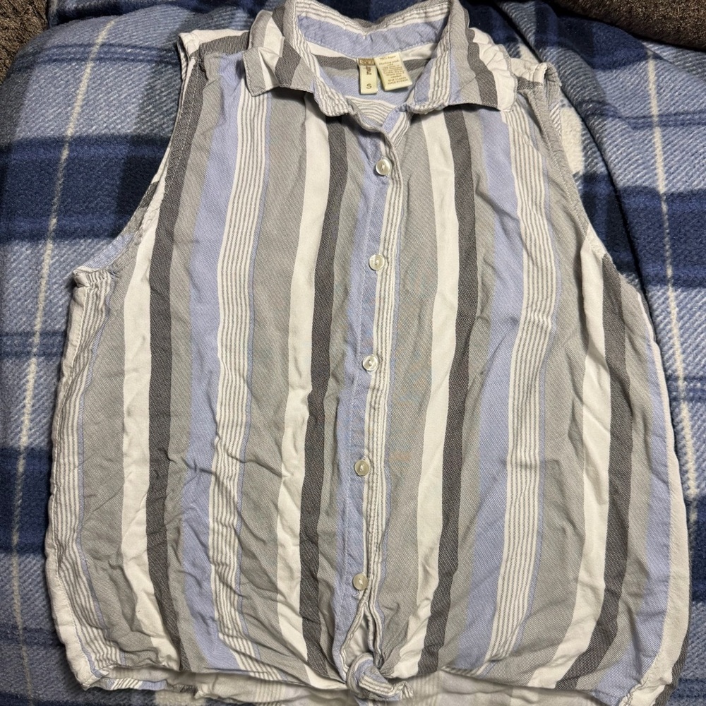 Japna Blue and White Striped Women’s Sleeveless Top size S